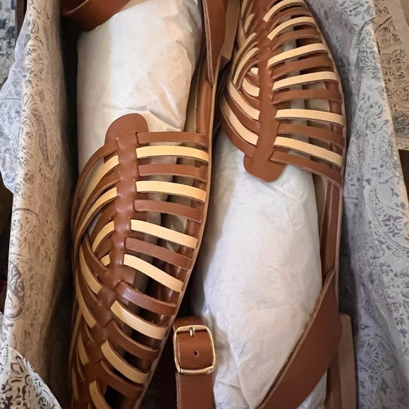 Anthropologie Pilcro Woven Leather Ankle Strap Sandals - Picture 5 of 6